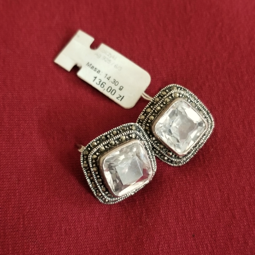 NWT Genuine silver earrings with marcasites